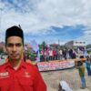 Foto: Rizal Fahmi Ketua PWRI Aceh Utara dan Aksi Damai Didepan Kantor Bupati