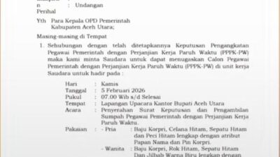 Ayah Wa Bupati Aceh Utara Akan Melantik 8.094 PPK Paruh Waktu, Catat Tanggalnya