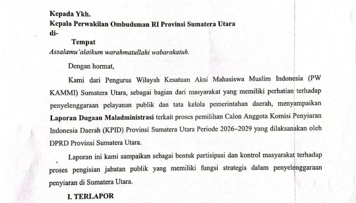 KAMMI Sumut Soroti Proses Seleksi KPID, Laporkan Dugaan Maladministrasi ke Ombudsman
